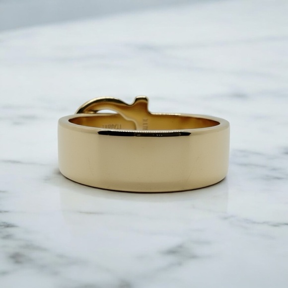 Salvatore Ferragamo Gold Tone Scarf Buckle Ring - Picture 3 of 6